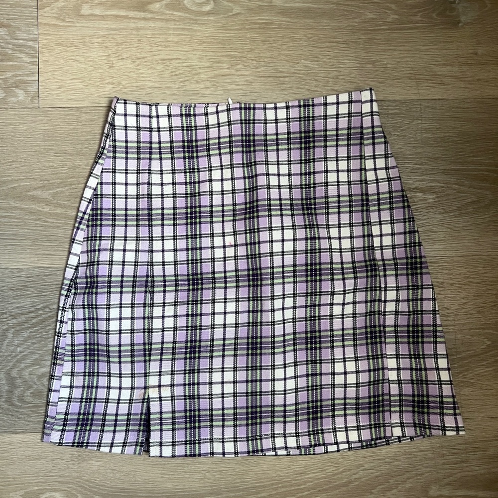Pacsun Brandy Melville John Galt Cara plaid lavender mini skirt. One size.